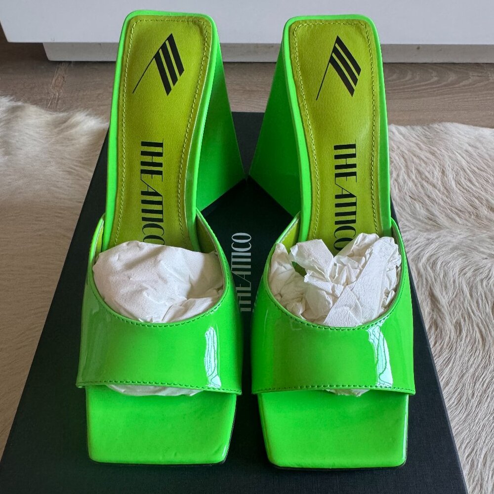 The Attico Devon Heeled Sandals Fluo Green